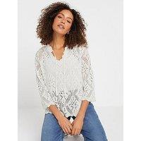 M&Co Scallop V-Neck Long Sleeve Jumper - Ivory