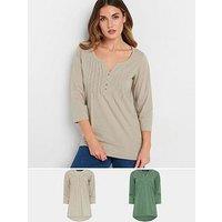 Long Tall Sally Tall 2 Pack Pintuck Henley Top