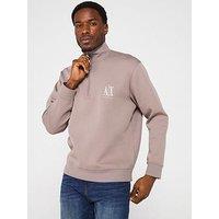 Armani Exchange Icon Project 1/4 Zip Sweat Top - Beige