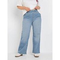 Yours Curve Wide Leg Jeggings - Blue
