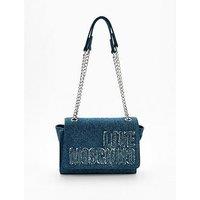 Love Moschino Denim Flap Shoulder Bag - Blue