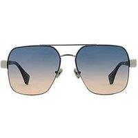 Vivienne Westwood Large Square Metal Navigator Sunglass - Silver