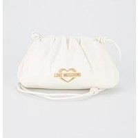 Love Moschino Scrunched Logo Clutch Strap - White