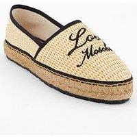 Love Moschino Logo Straw Espadrille - Natural/Black