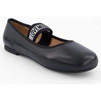 Love Moschino Logo Strap Ballet Flat - Black