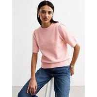 New Look Pink Puff Sleeve Knit Top