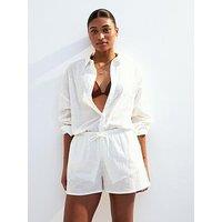 New Look White Drawstring Waist Slubbed Shorts