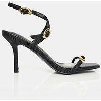 Public Desire Grand Buckle Detail Heeled Sandal - Black