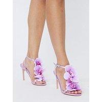 Public Desire Melika T Bar Flower Detail Heels - Lilac