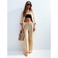 New Look Cream Wide Leg Beach Trousers