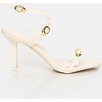 Public Desire Grand Buckle Detail Heeled Sandal - Cream