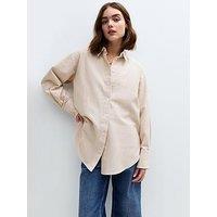 New Look Striped Cotton Oxford Shirt - Brown