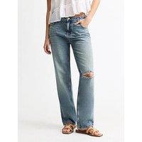 New Look Daphne Ripped Straight Leg Jeans - Blue