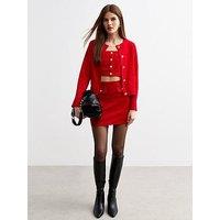 New Look Boucle A-Line Mini Skirt - Red
