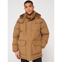 Lacoste Padded Parka Coat - Beige