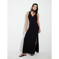 River Island Side Split Jersey Maxi Dress - Black