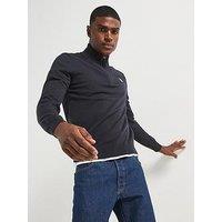 Ps Paul Smith Zip Neck Zebra Badge Jumper - Blue