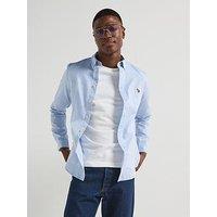Ps Paul Smith Long Sleeve Tailored Fit Zebra Badge Logo Shirt - Blue