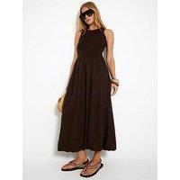 River Island Puff Ball Racer Dress - Brown