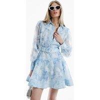 River Island Western Shirt Dress - Light Blue
