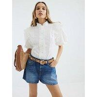 River Island Ruffle Detail Shirt - White