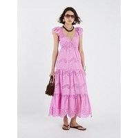 River Island Broderie Midi Dress - Pink