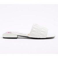 River Island Textured Mule Flat Sandal - White