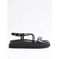 River Island Footbed Flat Sandal - Black