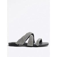 River Island Embellished Twist Flat Sandal - Black