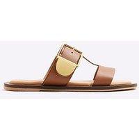 River Island T Bar Flat Sandals - Brown