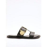 River Island T Bar Flat Sandals - Black