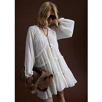 River Island Ruffle Smock Dress - Cream