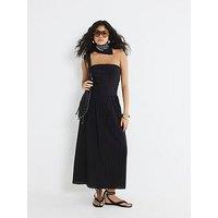 River Island Pleated Bandeau Midi Dress - Black