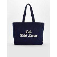 Polo Ralph Lauren Canvas Scripted Large Logo Tote Bag - Navy