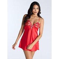 Boux Avenue Amore Embroidery Chemise - Red Mix