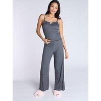 Boux Avenue Rib Rosebud Cami & Pant Set - Charcoal