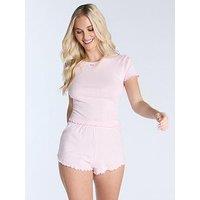 Boux Avenue Heart Pointelle Tee & Short Set - Pink