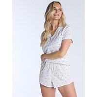 Boux Avenue Ditsy Floral Ss & Short Revere Set - White Mix