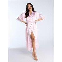 Boux Avenue Blythe Lace & Satin Robe - Light Pink