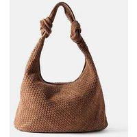 Mint Velvet Tan Woven Suede Knot Detail Bag