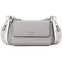 Kate Spade New York Double Up Pebbled Leather Webbed Strap Crossbody Bag - Light Grey