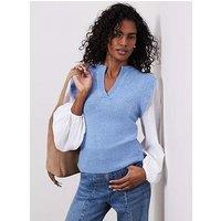 Mint Velvet Wool Blend Layered Jumper - Blue