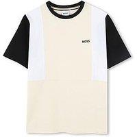 Boss Boys Colour Block Short Sleeve T-Shirt - Beige