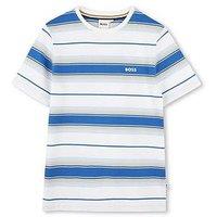 Boss Boys Stripe Short Sleeve T-Shirt - Light Blue