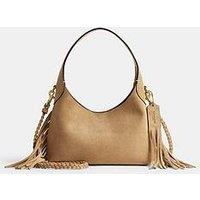 Coach Suede Brooklyn Shoulder Bag 23 With Fringe Detailing