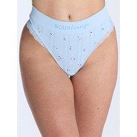Boux Avenue Floral Pointelle Thong - Blue Mix