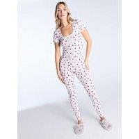 Boux Avenue Pointelle Heart Tee & Legging Set - Grey Marl Mix