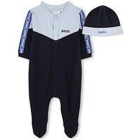 Boss Newborn Baby Boys Gift Boxed Sleepsuit & Hat Set - Navy