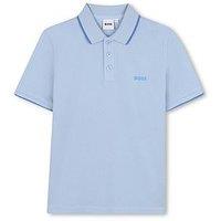 Boss Boys Short Sleeve Logo Polo Shirt - Light Blue