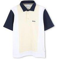 Boss Boys Colour Block Polo Shirt - Beige